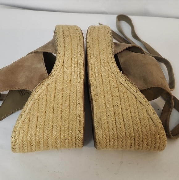 Marc Fisher Suede Leather Ankle Tie Wedge Heel Size 10 espradrills - Picture 4 of 6